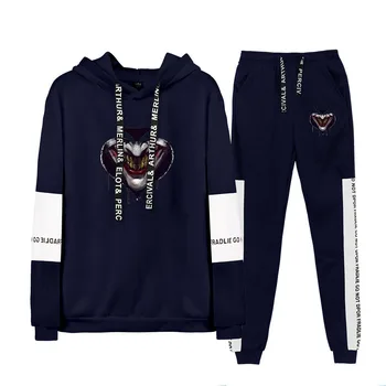 

New Joker Sweatshirts Sets Hoodie Men Women Tracksuit Pants Suits Hip Hop Fashion Hoodies Male Fitness Training Sports 2PCS Suit