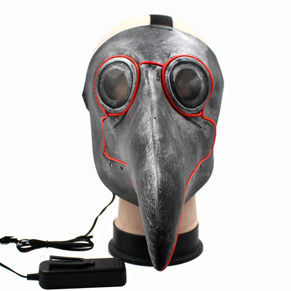 

Led Halloween Cosplay Steampunk Gothic Plague Beak Doctor Bird Horror Mask Glowing Beak Doctor Prom Mask