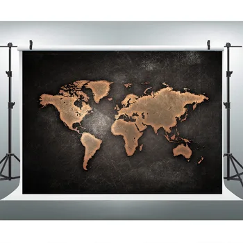 

Heavy Metal World Map Photo Background Black Plate Nostalgia Party Decoration Child Adult Man Kids Portrait Photography Backdrop