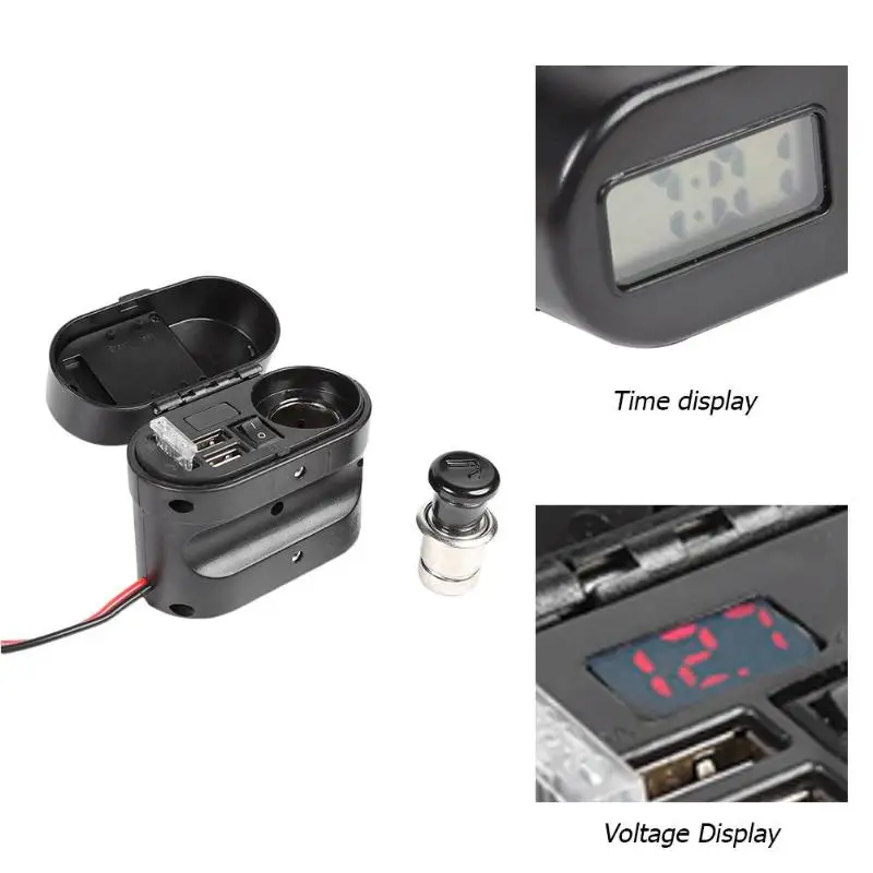 Мотоцикл 12 V-24 V светодиодный вольтметр Dual USB Зарядное устройство адаптер прикуривателя