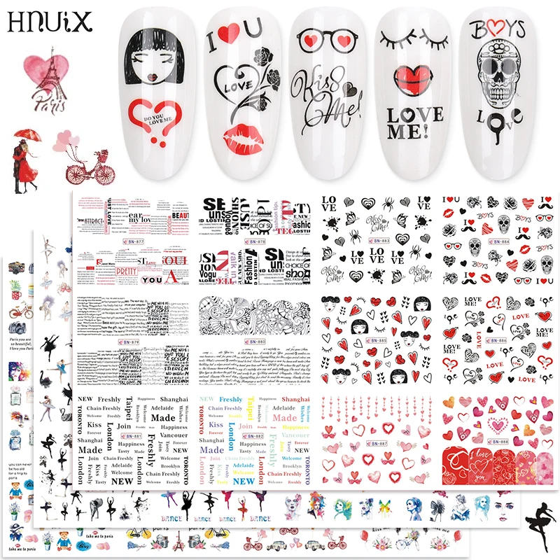 

12 Pieces Romantic Valentine Valentine Water Decals Sliders Nail Art Decorations Stickers Sexy Lips Flower Heart Envelopes