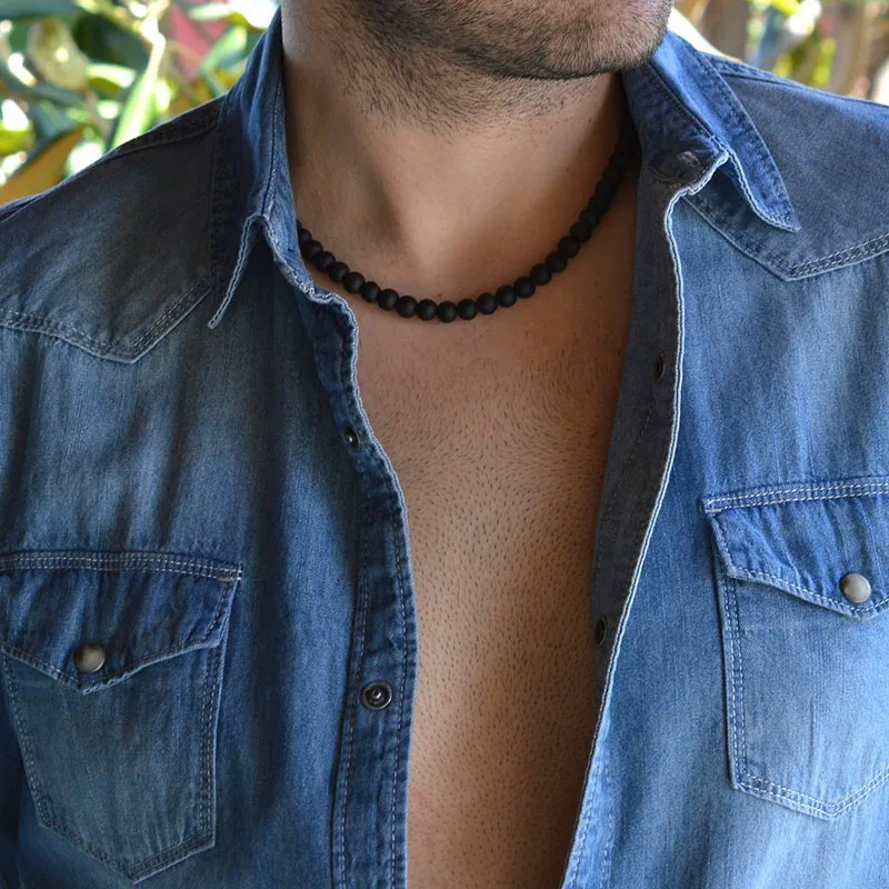 Men's Choker Necklace, Men's Silver Necklace, Men's Vegan Necklace, Men's  Black Nekclace, Men's Jewelry, Gift for Boyfriend Husband Dad Him - Etsy |  Mens beaded necklaces, Mens choker necklace, Mens silver necklace