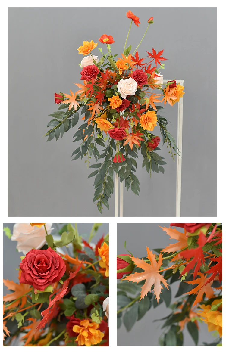 JAROWN Wedding Artificial Rose Flower Row Small Corner Flowers Silk Fake Flowers DIY Party Decoration Home Garland Decor Flores (26)