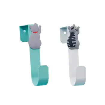 

2pcs Punch Free Hooks Durable Practical Coat Holder Hook Cat Pattern Key Bag Hook Door Back Hooks For Bedroom Living Room Home