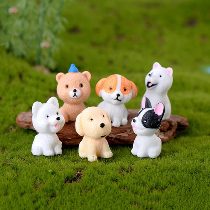 

Mini Cute Resin Dog Ornament Puppy Dolls Auto Interior Decor Car Dashboard Toys Micro Landscape Family Decoration Lovely Gifts