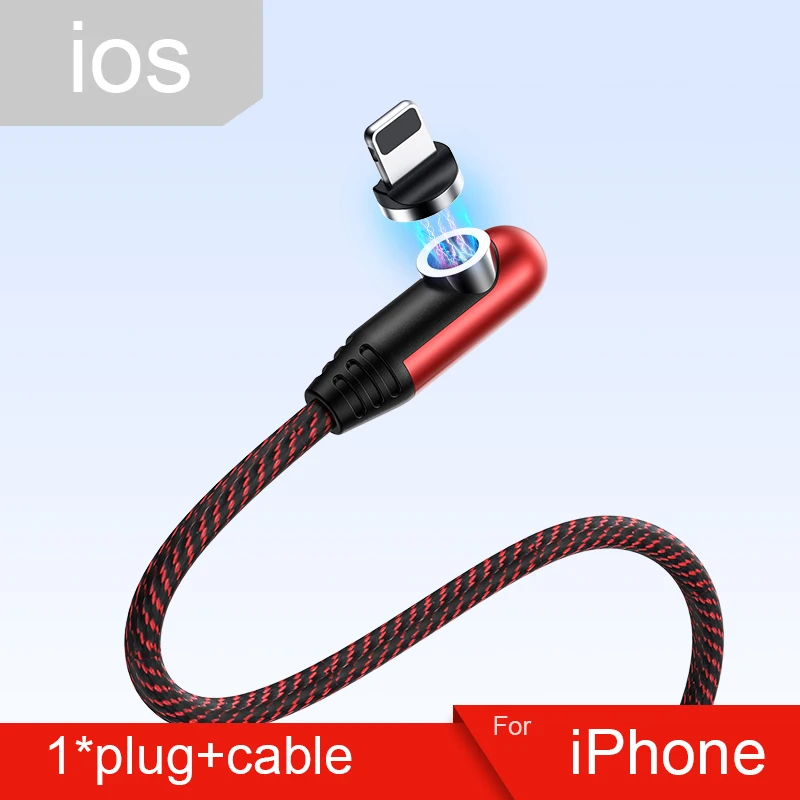 Магнитное зарядное устройство Micro USB кабель для iPhone Xiaomi Redmi Note 7 Pro мобильный телефон Быстрая зарядка Магнит usb type C провод для передачи данных - Цвет: Red IOS Cable