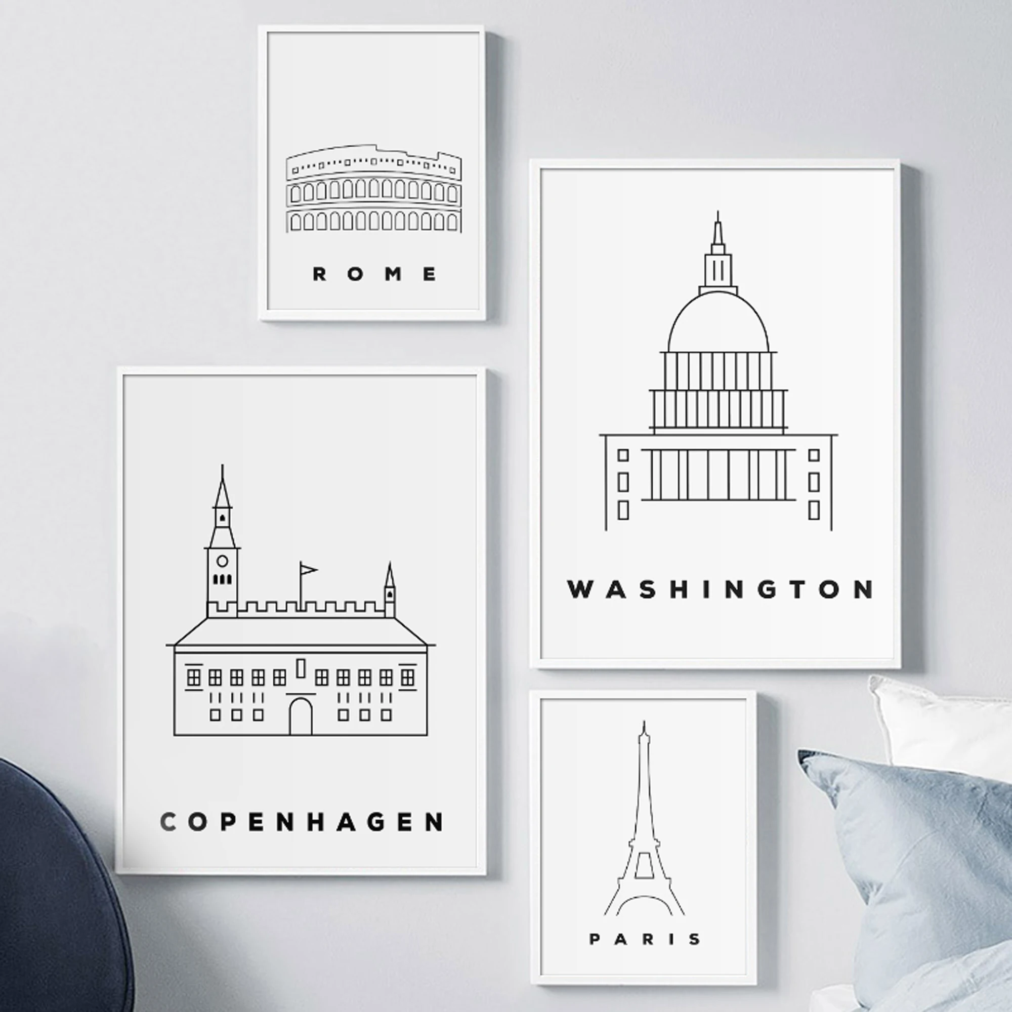 

Abstract Travel City Attractions Poster Rome London Paris Canvas Print Painting Wall Art Pictures for Living Room Modern Decor