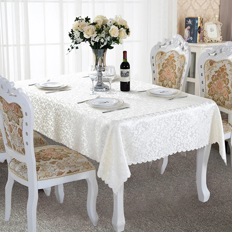  Luxury Dining Table Protective Cover Eco-Friendly Rectangle Jacquard Tablecloth Fabric For Wedding 