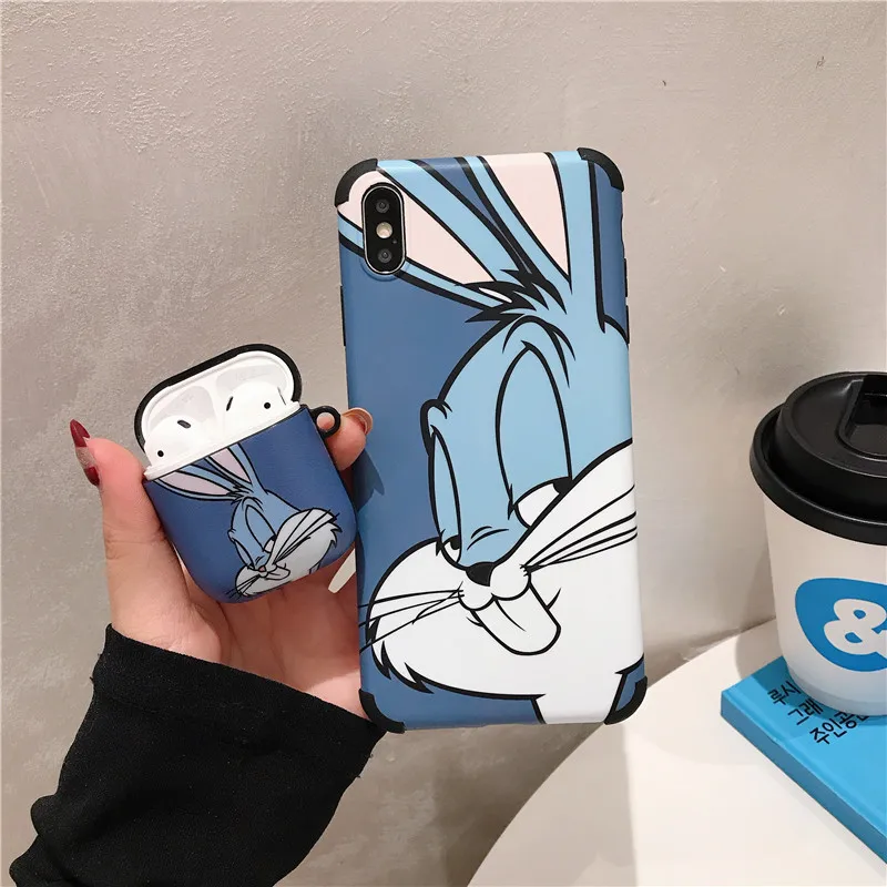 

For airpods cute cartoon Bugs Bunny rabbit fashion Soft Case For Apple new Airpods 1/2 Cover Wireless Bluetooth Earphone case
