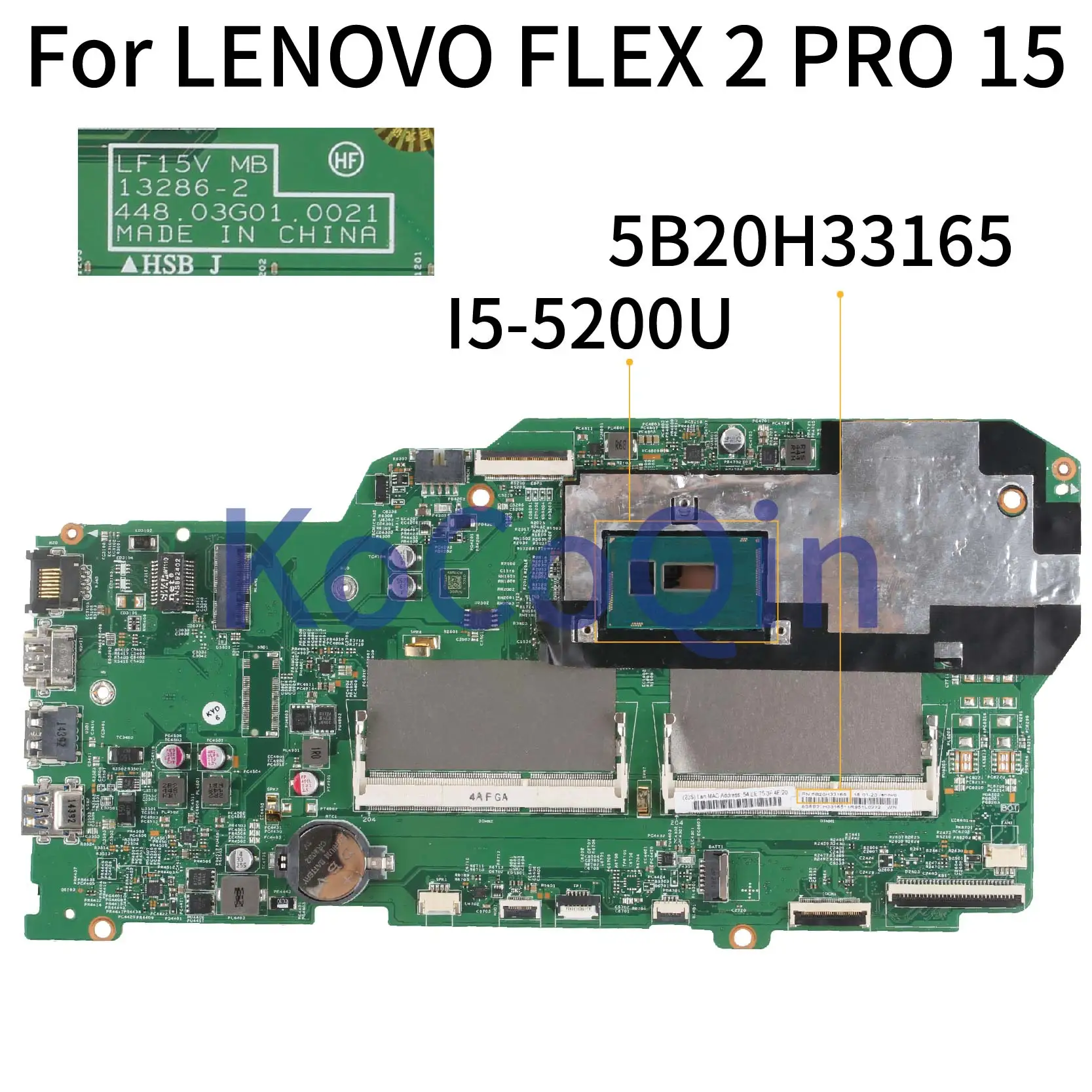 Ideal  KoCoQin Laptop motherboard For LENOVO Edge 15 I5-5200U Mainboard 13286-2 448.03g01.0021 5B20H33165 