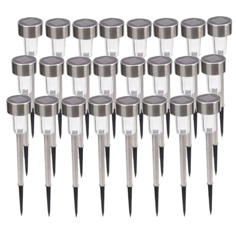 

Promotion! 24 Pcs White Solar Power Stainless Steel LED Lights Pathway Landscape Garden LED Lamps