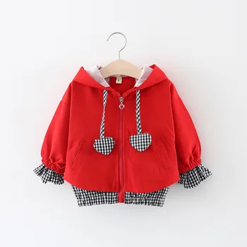 

New Plaid back love children's coat children's wear