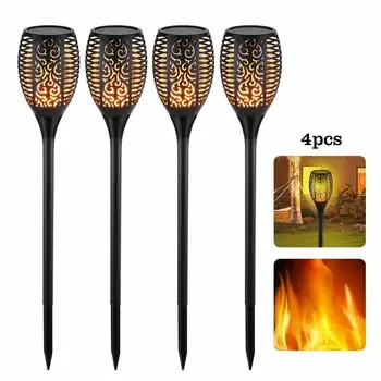 

4pcs/set LED Solar Flame Lights Outdoor Garden LED Lighting Waterproof Automatically Landscape Lawn Lamp Path Lighting