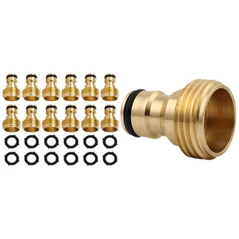 

HOT 12 Sets Garden Hose Quick Connector 3/4 Inch Brass Male Thread & 3 Sets Hose Quick Connect Solid Brass Quick Connector