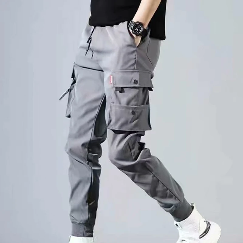 Boy Multi Pockets Cargo Harem Pants Streetwear Hip Hop Black Gray Casual Male Joggers Trousers Fashion Harajuku Men Punk Pants