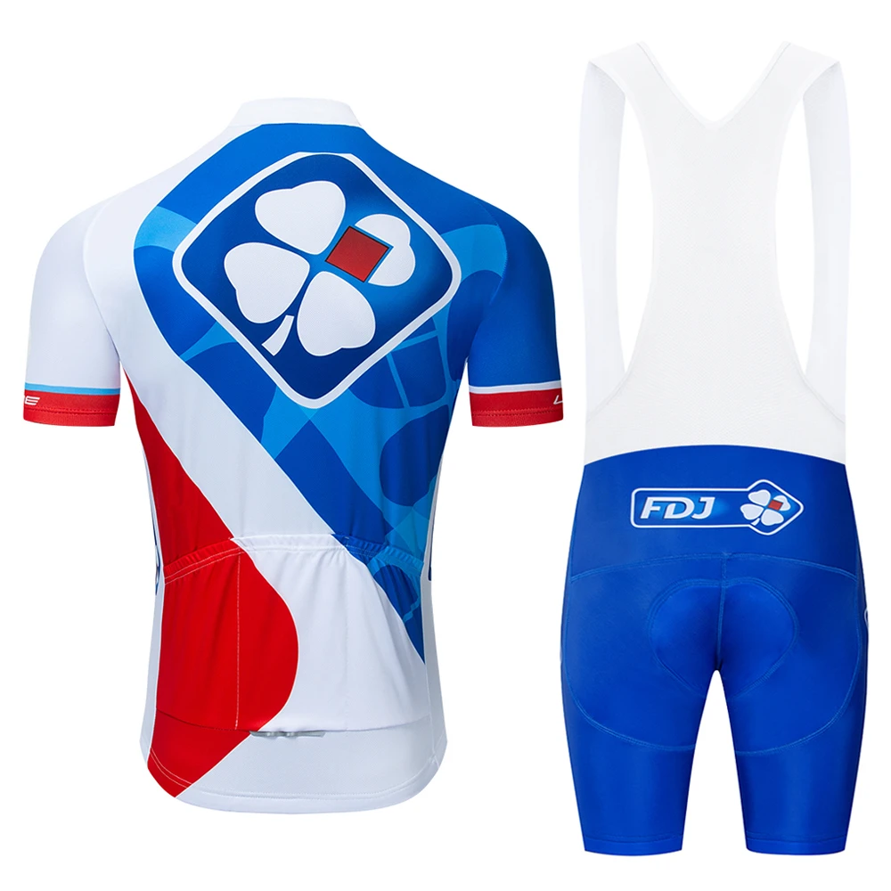 FDJ de manga corta de Ciclismo Conjunto de Jersey 9D гель acolchado de bicicleta pantalones cortos Ropa de Ciclismo