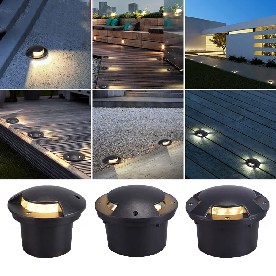 

IP67 Waterproof LED Underground Lamp 1/2/3/4 Side Outdoor Garden Embedded Floor Buried Lamps Path Landscape Deck Lights