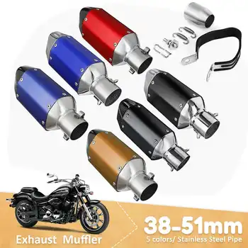 

Universal 38-51mm Motorcycle Stainless Steel Exhaust Muffler Pipe Tail Silencer Tube For Scooter Dirt Pit Bike
