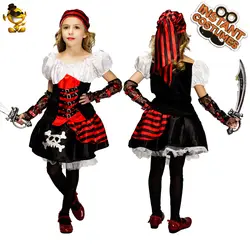 Роскошные пиратские костюмы для девочек, детское пиратское платье для Хэллоуина на Рождество, карнавальные костюмы для девочек