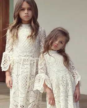 

Chifldren New fashion summer lace dress Kids Girl princess dress with flared sleeves Girls Autumn lolita style dress DR19137