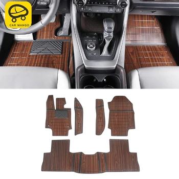 

CarManGo Car Floor Mats Set for Front 2nd Row Synthetic Wood Tray Wooden Pad Foot Mat Carpets for Toyota RAV4 XA50 2019 2020