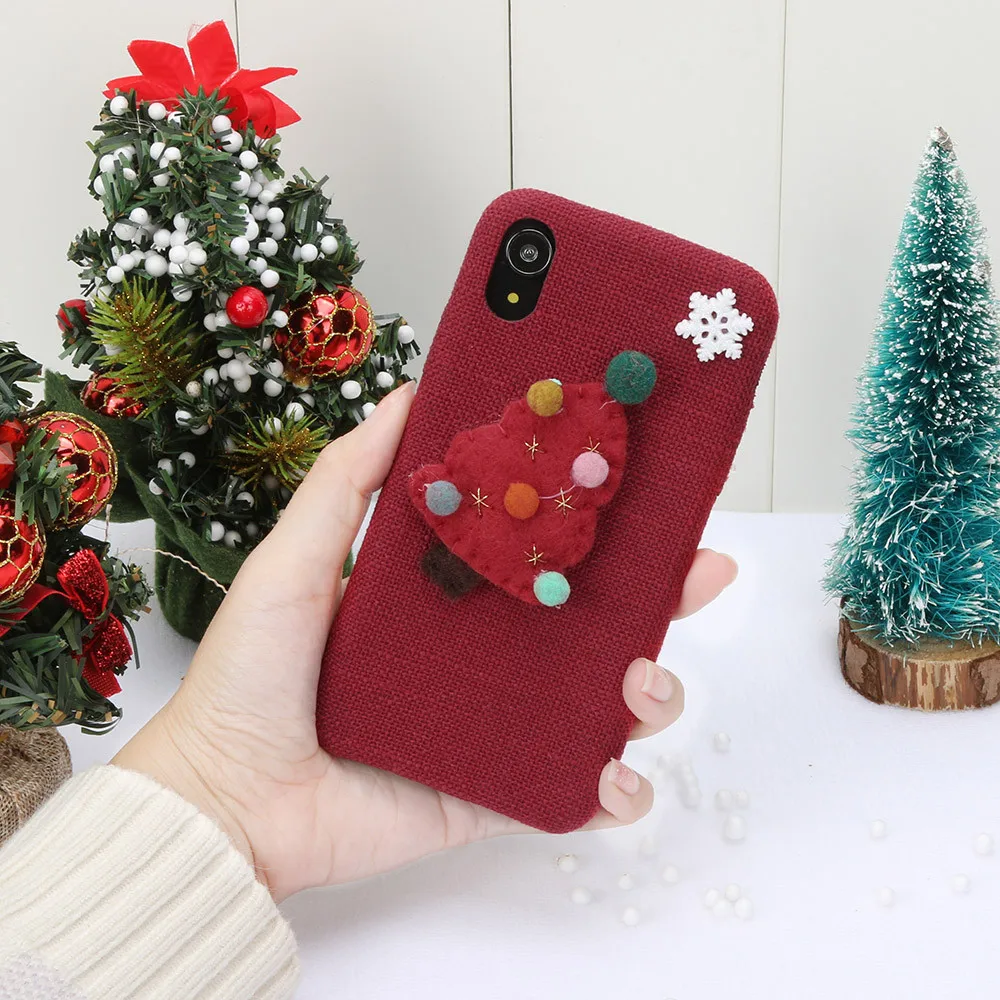 Christmas Deer Tree Cover Bumper For iphone XR 6.1 Inch Cute funny silicone back cover Non-slip and Anti-fingerprint Phone Case