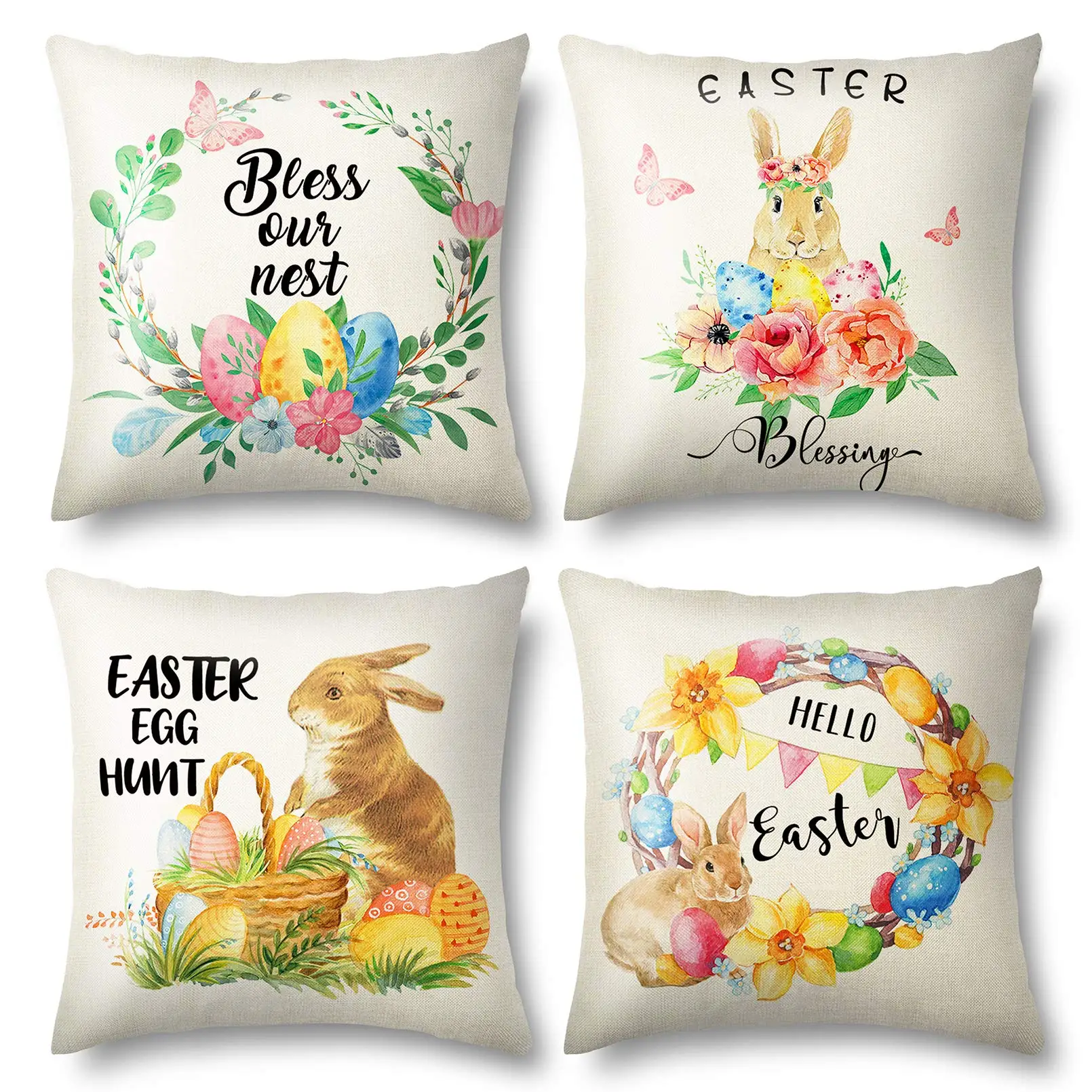 New Custom Easter Eggs Pillow Case Sofa Cushion Cover for Home