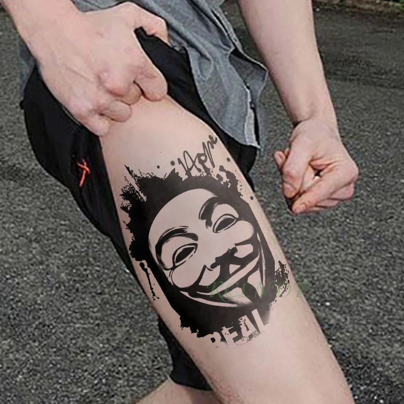 Waterproof Temporary Tattoo Sticker V For Vendetta Fake Tatto Flash Tatoo  Leg Arm Back Large Size Body Art Men Girl Women - Temporary Tattoos -  AliExpress