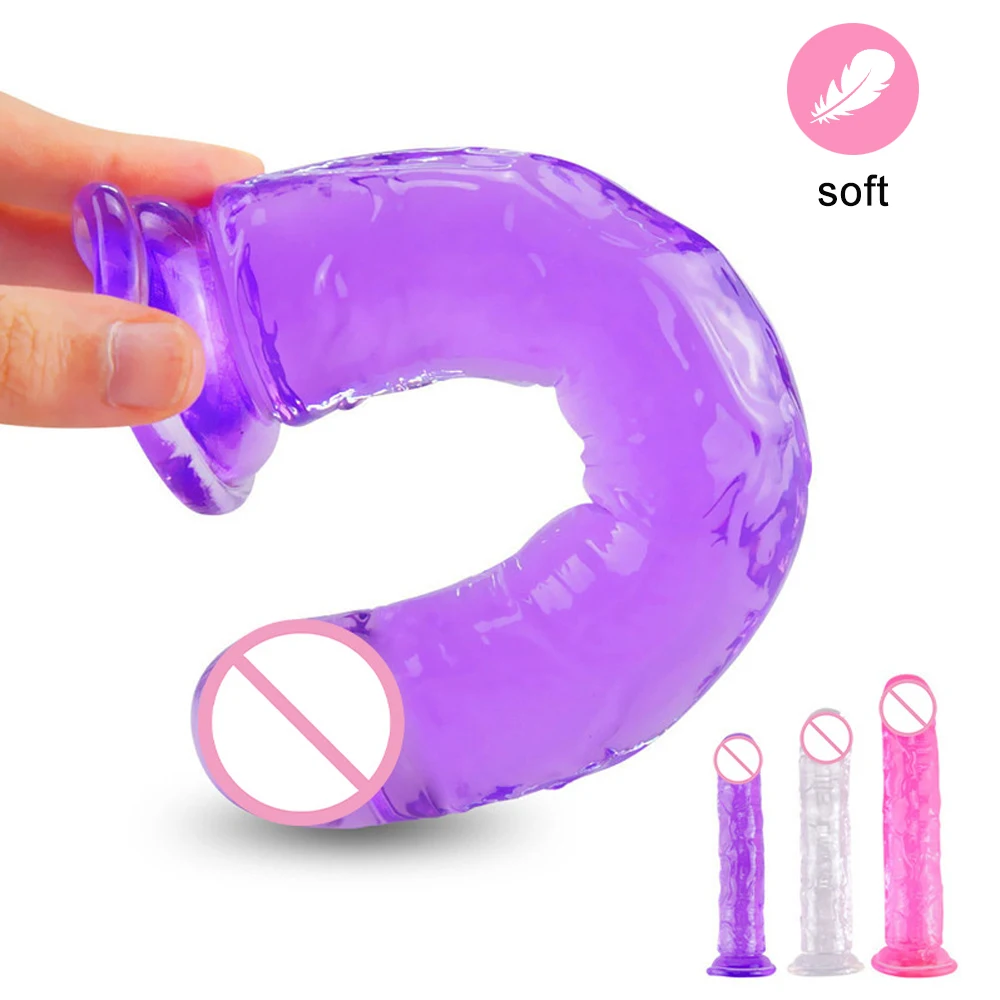 Porno Mini Jelly Dildo For Woman Small Penis Sex Toy Sucker Penis Crystal Transparent Quality TPE Sex Toys Female Shop sex toys