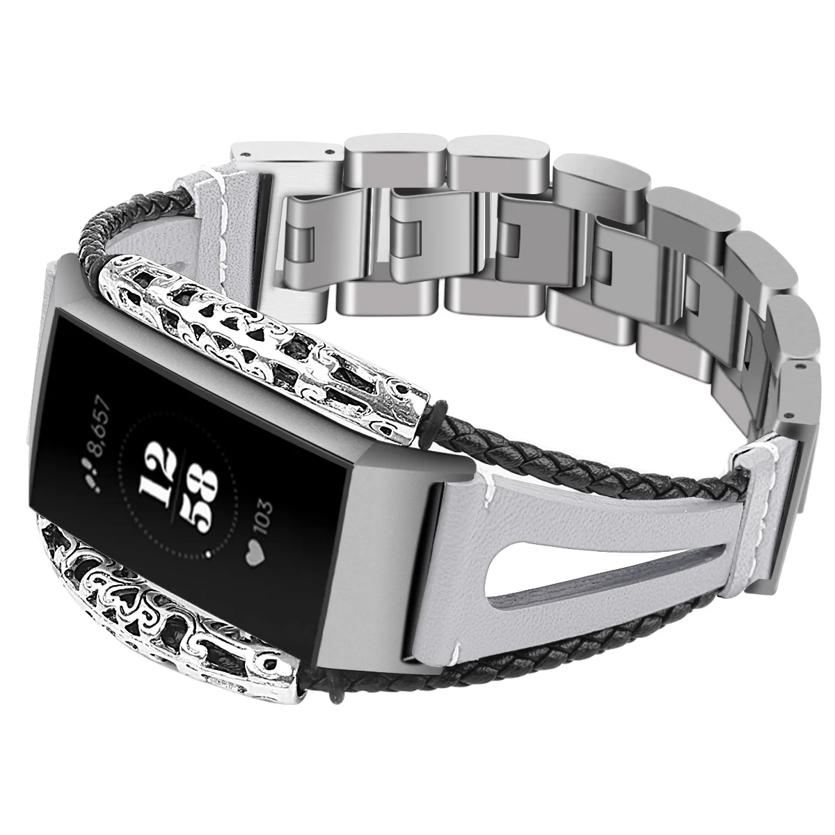 Браслет для Fitbit Charge 3 сменный из нержавеющей стали и кожи Correa 62010|Ремешки часов| |