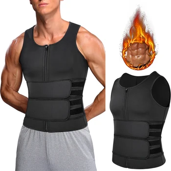 

Men Body Shaper Sauna Vest Waist Trainer Double Belt Sweat Shirt Corset Top Abdomen Slimming Shapewear Fat Burn Fitness Top