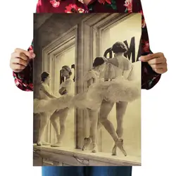 A3 балетная танцовщица Ностальгический ретро плакат из крафт-бумаги экран для помещений кафе декоративная живопись
