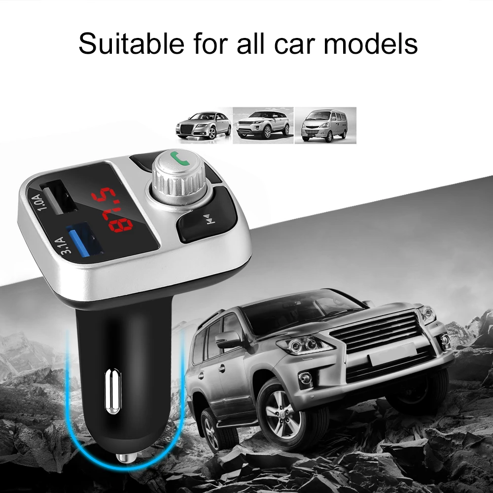Bluetooth 4,2 MP3 плеер Handsfree автомобильный комплект fm-передатчик Поддержка TF карта U диск QC2.0 3.1A Быстрая Двойная USB Зарядка адаптер питания