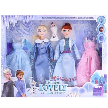 

Frozen 2 Elsa Anna Olaf Changeable Clothing Princess Collection Action Figure Toys Model Dolls New Year Gift for Children