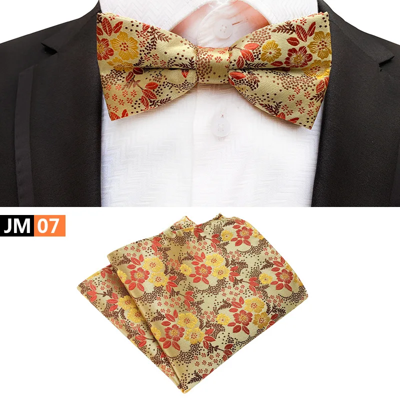 Новинка 2019, мужской галстук-бабочка, 18 цветов, узор в виде цветка сливы, шелковый галстук-бабочка, квадратный носовой платок, набор