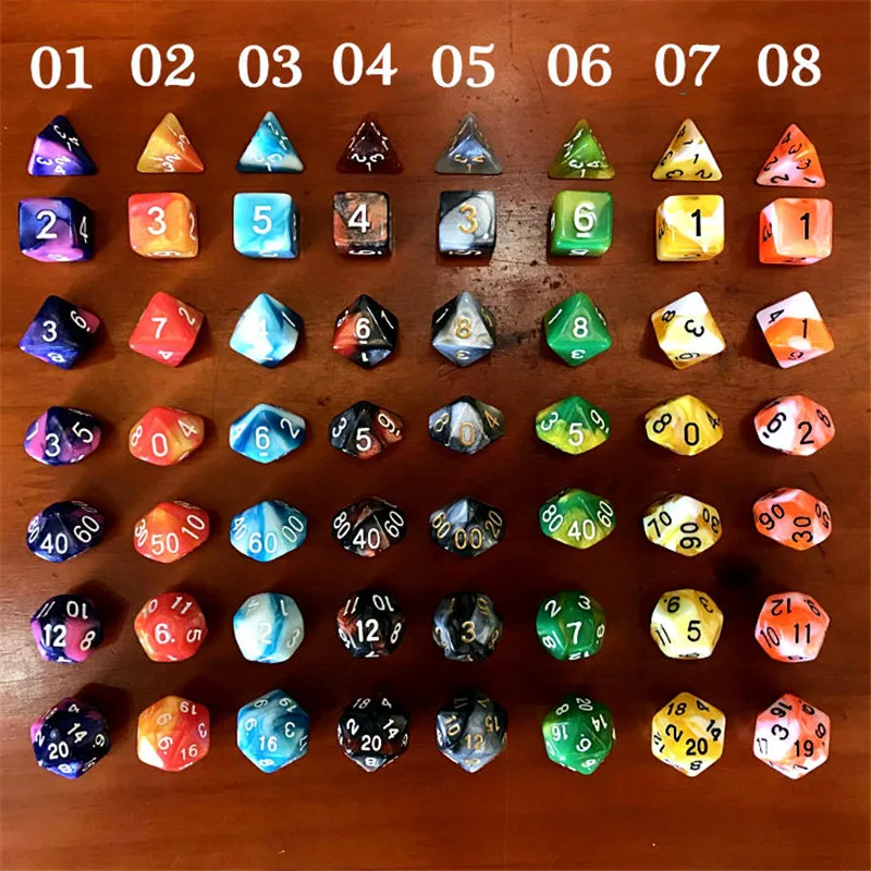 dice suit with nebula effect dice set d4, d6, d8, d10, d%, d12, d20 polyhedron dice, board game dice