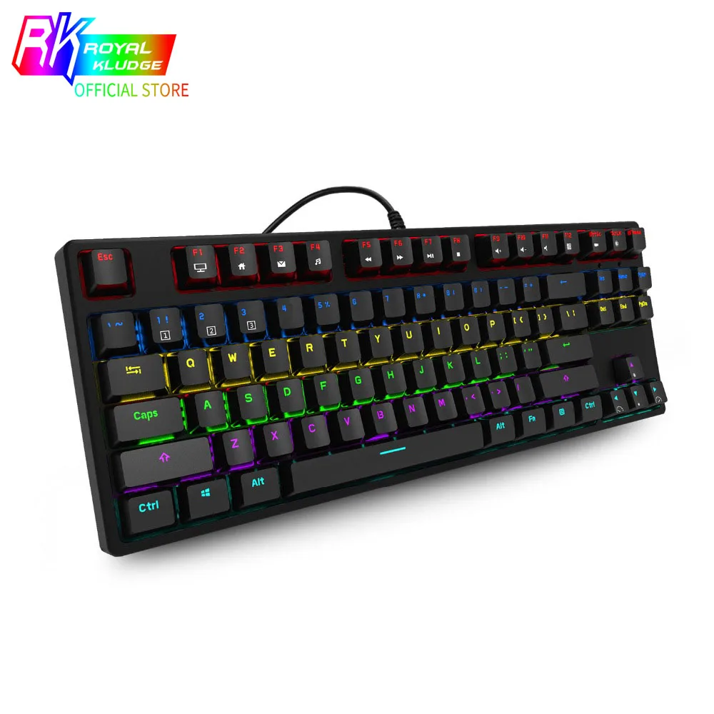 RK RK987 Mechanical Gaming keyboard Wired Russian/English Layout Rainbow LED Color Backlight 87-key Conflict-free Blue Switch | Компьютеры