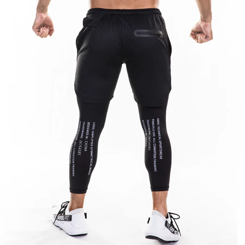 Мышцы Фитнес собака братья Спорт Девятый Брюки Slim Fit Мужские брюки бег тренировочные гетры для приседаний поколение жира