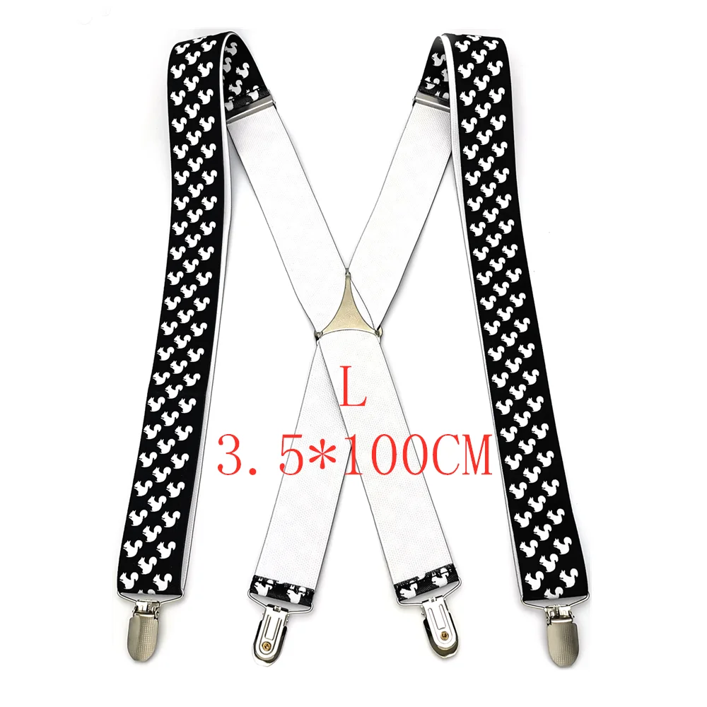 100cm New Arrival 3.5cm Width X-Back Design Little squirrel Printed Suspenders Men Women Stretch Adjustable Braces New Year Party Gift - Цвет: 100cm