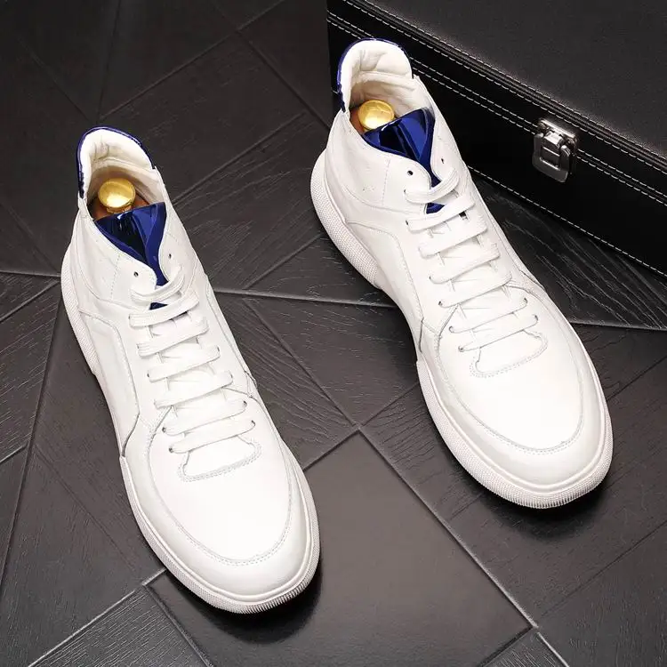

New Arrival Men White Shoes High Top Designer Concise Man Trending Casual Comfort Zapatos Leisure Shoes Male Size 38-43