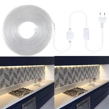 

EU Plug 220V LED Cabinet Light With Touch control switch 1-20M Kitchen LED Light For Closet wardrobe cupboard backlight Lighting