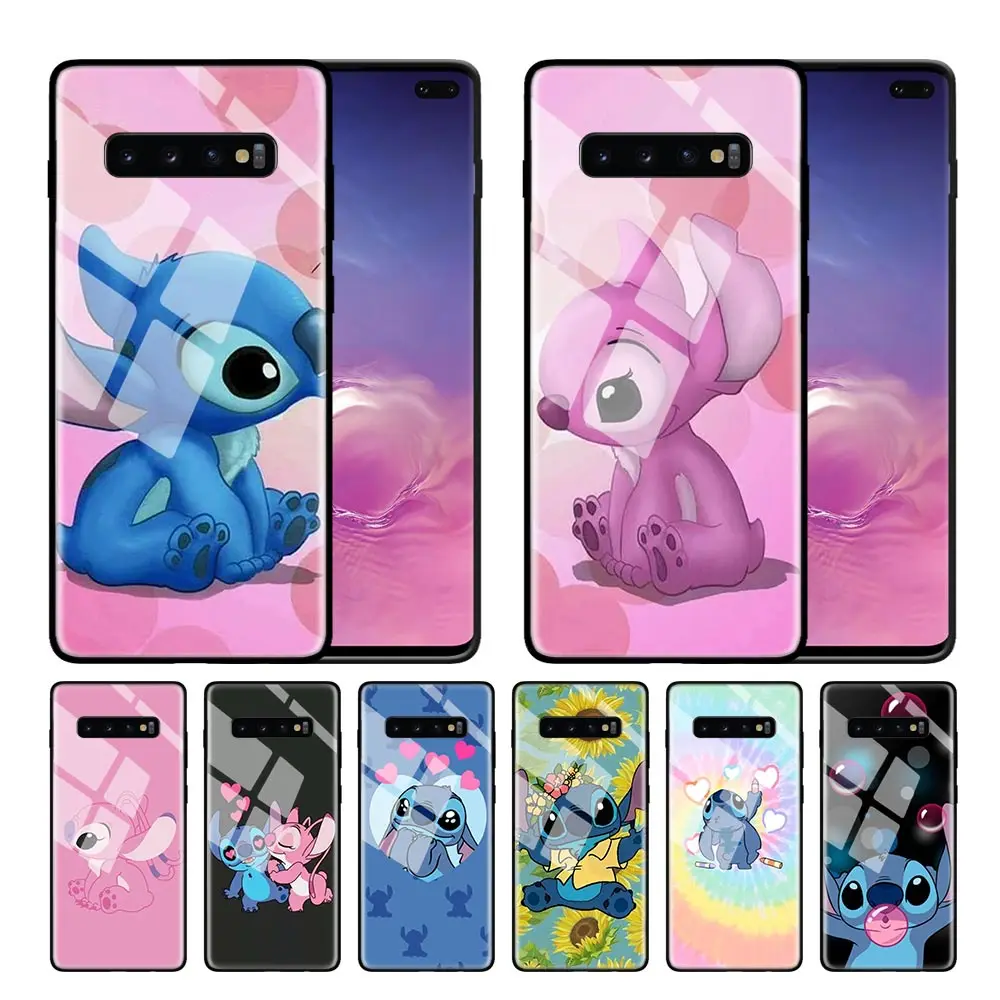 

Tempered Glass Phone Case for Samsung Galaxy S20 S10 S10 5G S10E S9 S8 Note 8 9 10 Plus 5G Shell we love stitch