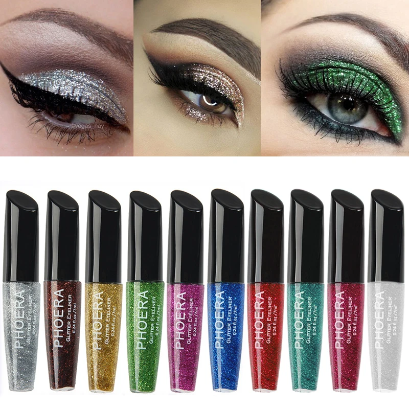 PHOERA Makeup Liquid Glitter Eyeliner Waterproof Face Highlighter Eye