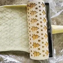 Рождественская рельефная Скалка ручной прочный экологически чистый деревянный кухонный инструмент с принтом снежинки торты
