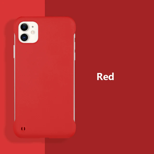 Slim Hard PC Frameless Phone Case For iPhone 13 12 11 Pro Max Mini XR XS X 6 6S 7 8 Plus SE 2 Shockproof Matte Solid Color Cover Red