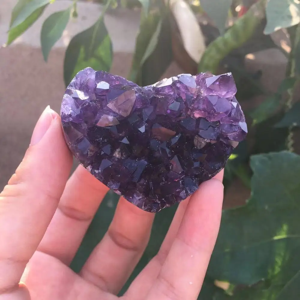 Красивых природных Уругвайский Аметист geode сердце гроздь кристаллов кварца в форме сердца Исцеляющие камни