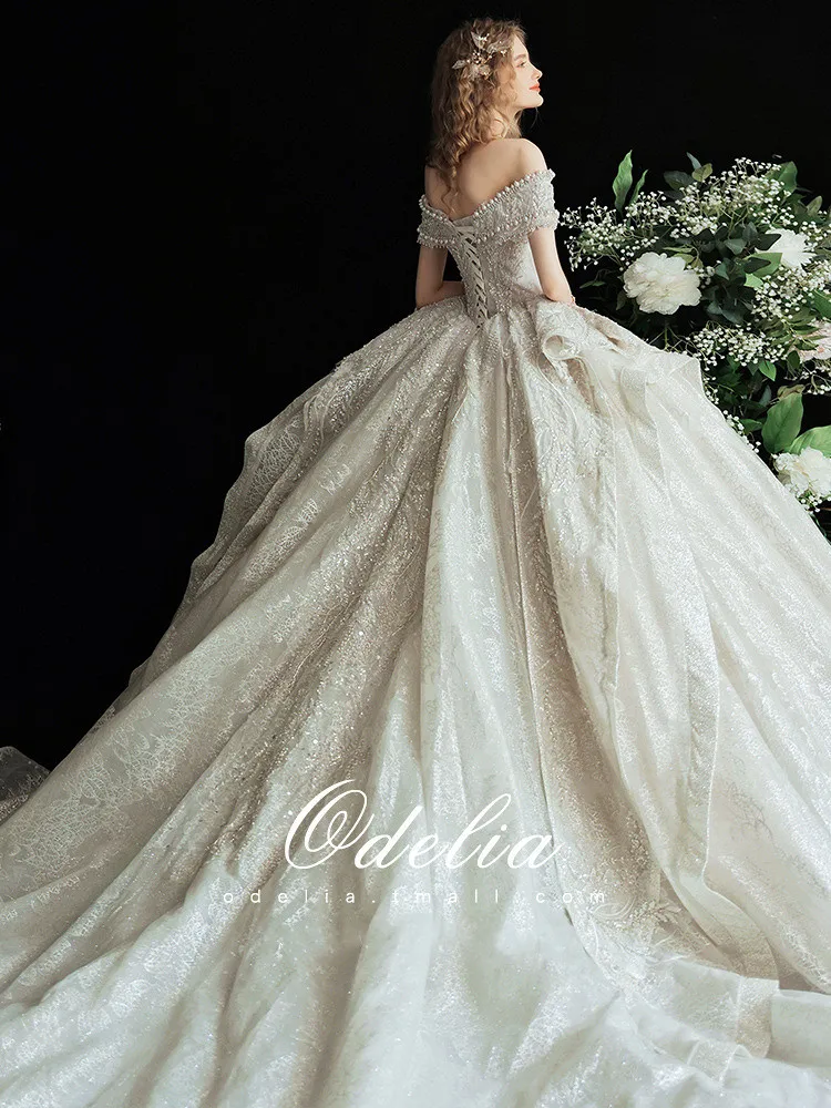 Abiti da sposa di lusso Vintage con spalle scoperte Sweep Train