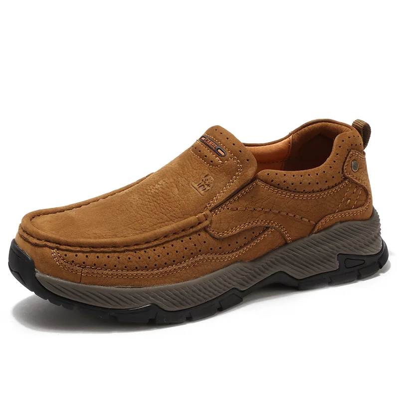 A932307040TS CAMEL/Мужская обувь; Новинка; Повседневная обувь из натуральной кожи; мужские рабочие туфли для активного отдыха; нескользящая Мужская обувь из воловьей кожи - Цвет: A932307040TS
