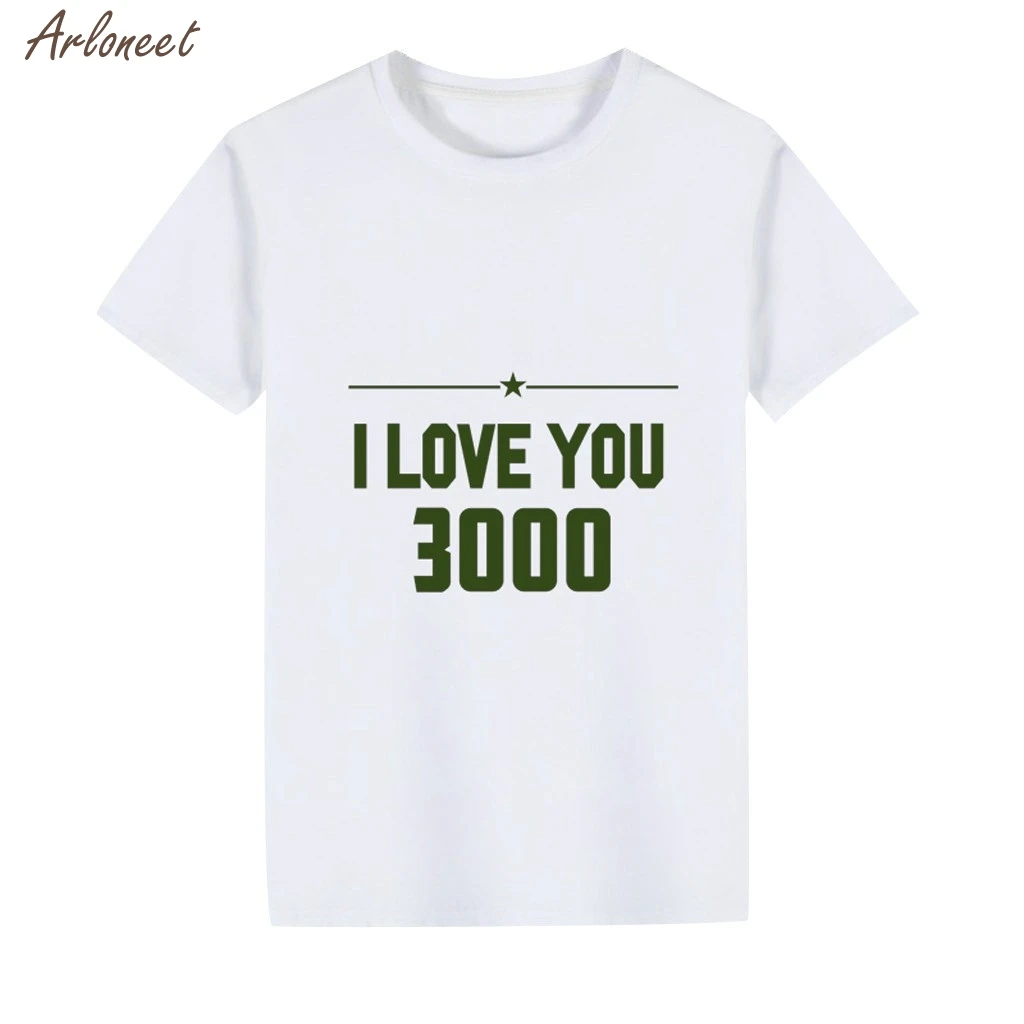 Новинка Футболка с надписью I Love You 3000 для маленьких мальчиков и девочек топы