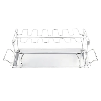 

New Bbq Chicken Leg Wing Grill Cooking Rack 14 Slots Bbq Poultry Chicken Leg Roaster Stainless Steel Chicken Wing Rack